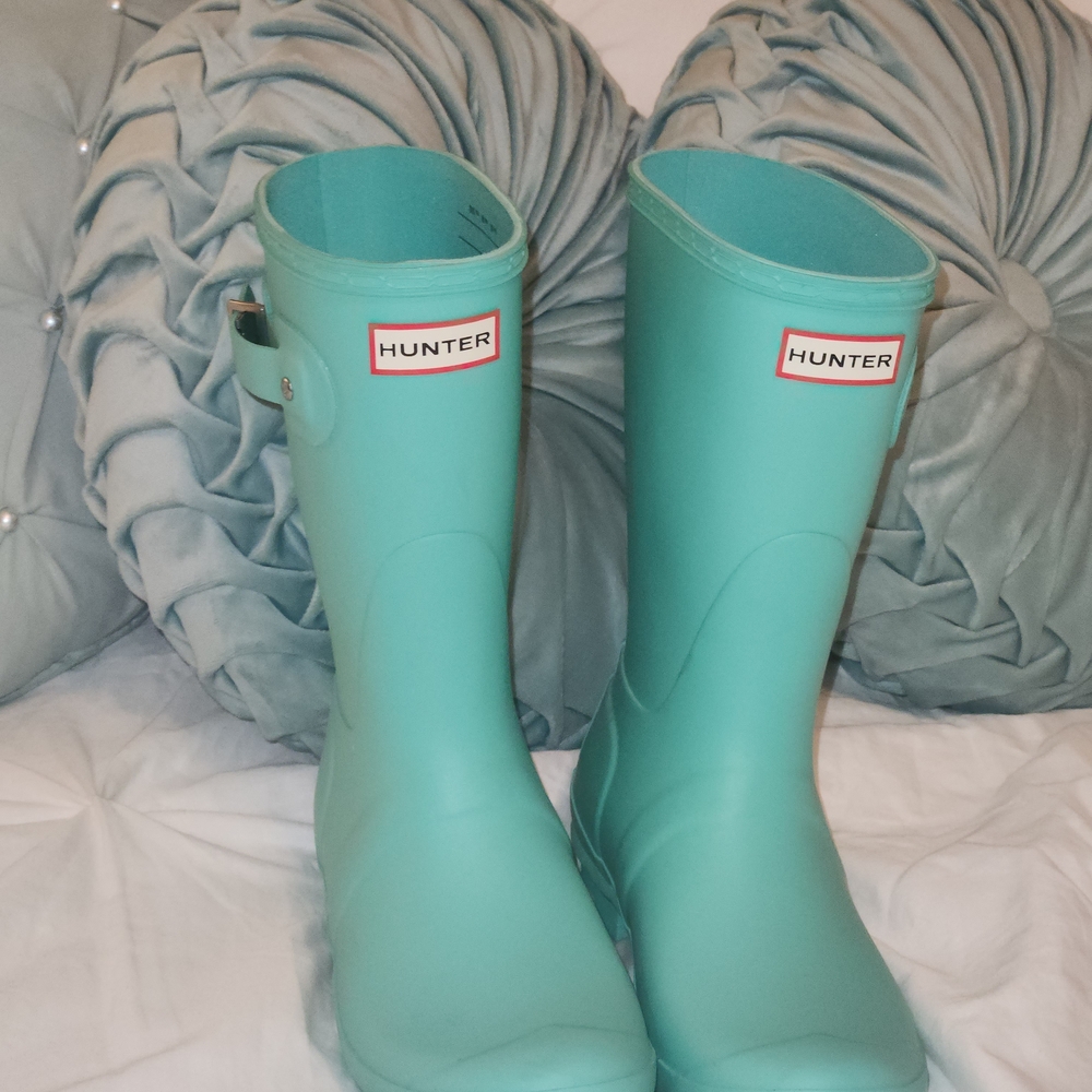 Hunter Aqua Rain Boots In Tiffany & Co. Blue@